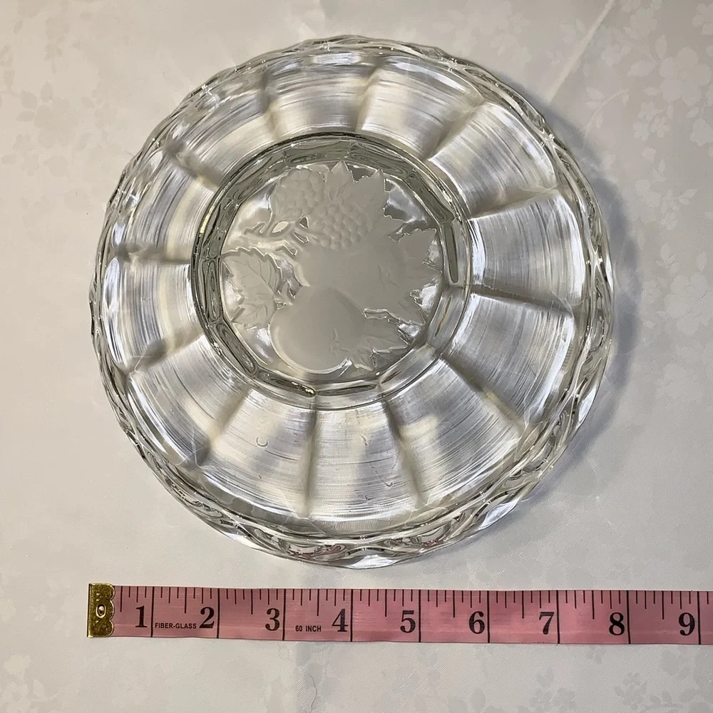 EUC Glass Fruit Bowl/Basket, Shallow, Basket-Weave Sides